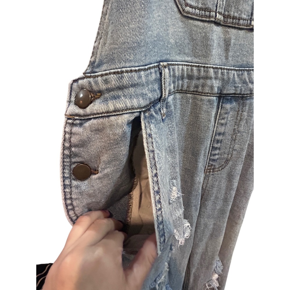 Wild Fable Denim‎ Overalls Women Medium Gray Good Distressed Relaxed Fit - Picture 5 of 7